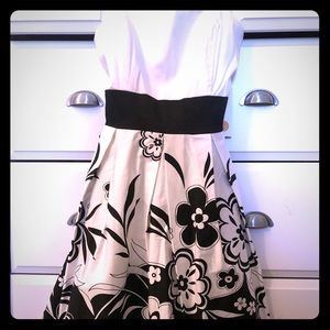 Strapless white floral dress